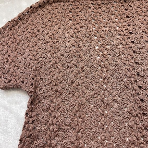 Anthropologie Staring at Stars Women's Boho Shirt Crocheted Brown Top Size Small - Picture 6 of 7